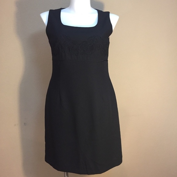 John Roberts Classic Black dress embellished with beads and design at bust - Picture 1 of 6